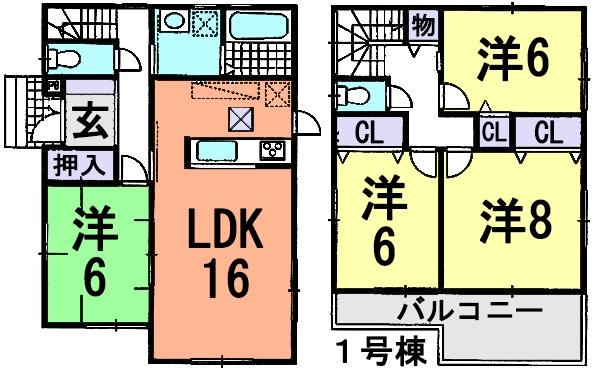 Floor plan. (1 Building), Price 28.8 million yen, 4LDK, Land area 122.62 sq m , Building area 99.02 sq m