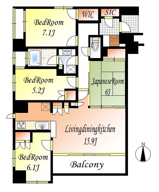 Floor plan. 4LDK, Price 44,800,000 yen, Footprint 91.9 sq m , Balcony area 9.69 sq m floor plan