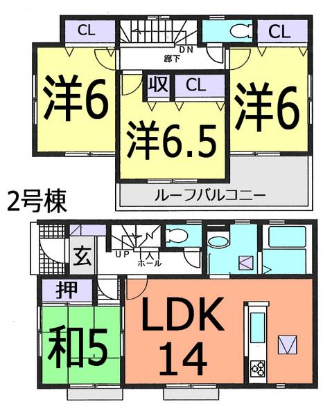 Floor plan. (Building 2), Price 26,900,000 yen, 4LDK, Land area 154.45 sq m , Building area 91.9 sq m