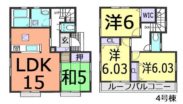 Floor plan. (4 Building), Price 26,300,000 yen, 4LDK, Land area 154.45 sq m , Building area 91.91 sq m