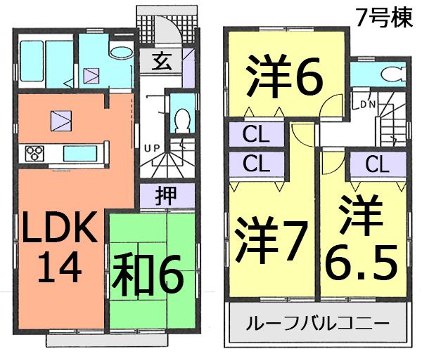 Floor plan. (7 Building), Price 23.8 million yen, 4LDK, Land area 154.45 sq m , Building area 91.91 sq m