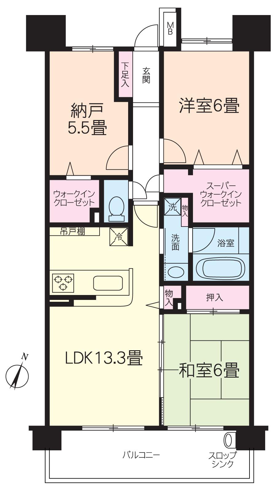Floor plan. 2LDK + S (storeroom), Price 18,800,000 yen, Occupied area 70.76 sq m , Balcony area 12.2 sq m