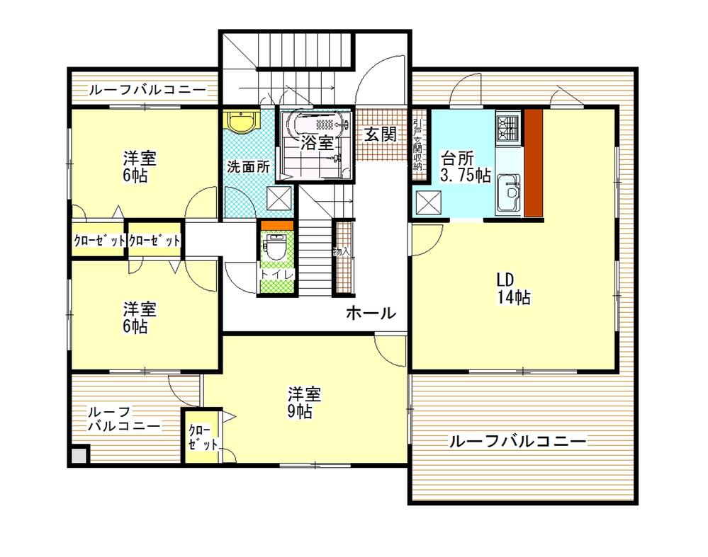Floor plan. 99,800,000 yen, 5LLDDKK + 2S (storeroom), Land area 292.95 sq m , Building area 255.18 sq m 2 Kaikanto: There is a spacious roof balcony!