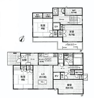 Floor plan. 37.5 million yen, 4LDK + S (storeroom), Land area 248 sq m , Building area 137.66 sq m Home Elevator Yes ☆