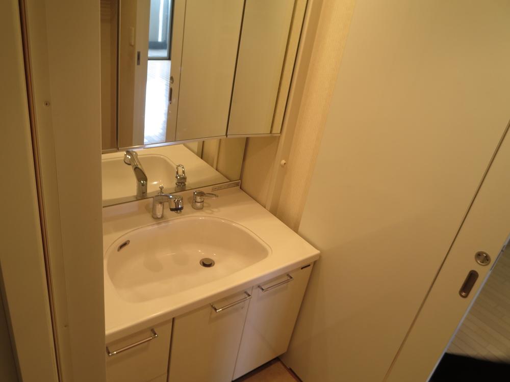 Wash basin, toilet. Storage rich vanity.