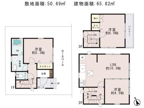 Floor plan. 19,800,000 yen, 3LDK, Land area 50.69 sq m , Building area 65.82 sq m