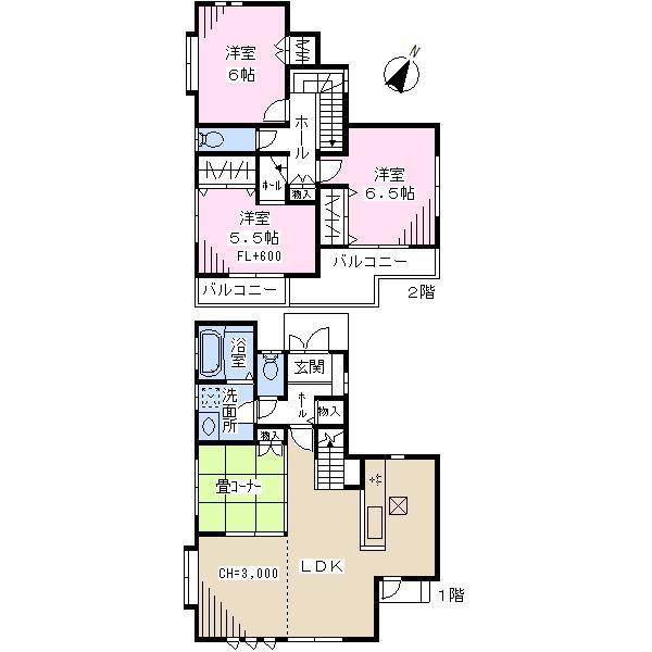 Floor plan. 26,800,000 yen, 4LDK, Land area 110.66 sq m , Building area 96.46 sq m