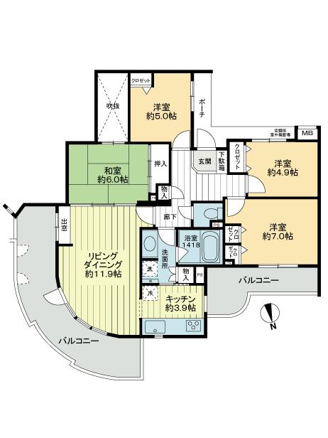 Floor plan. 4LDK, Price 25,800,000 yen, Footprint 86.5 sq m , Balcony area 24.27 sq m