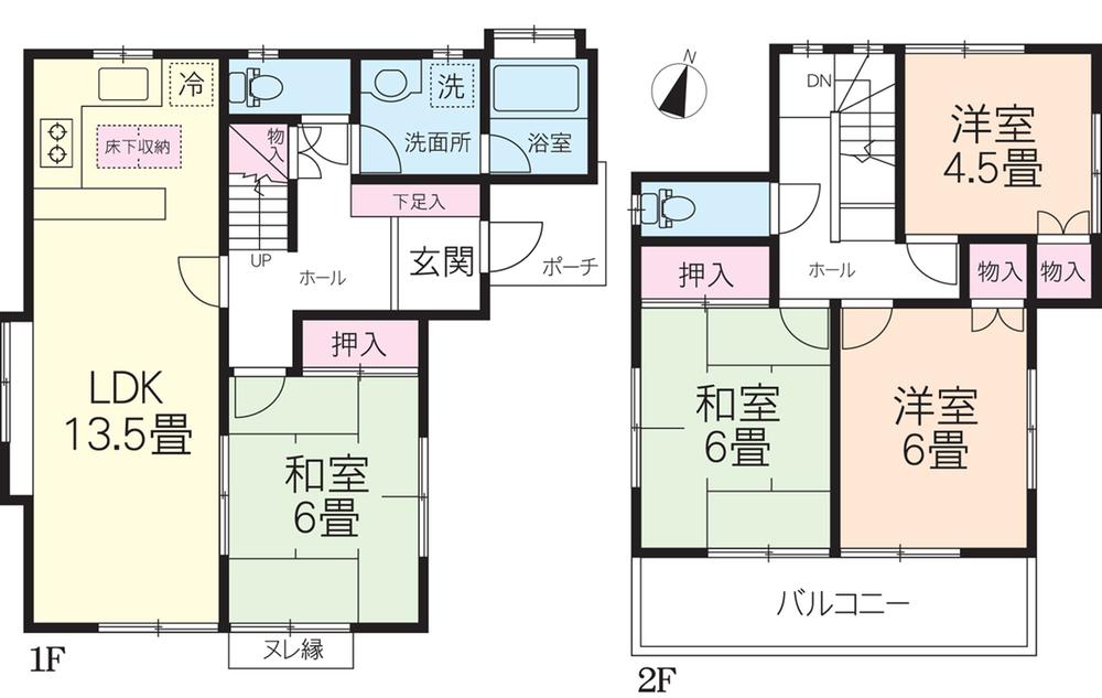 Floor plan. 16.8 million yen, 4LDK, Land area 95.64 sq m , Building area 90.25 sq m