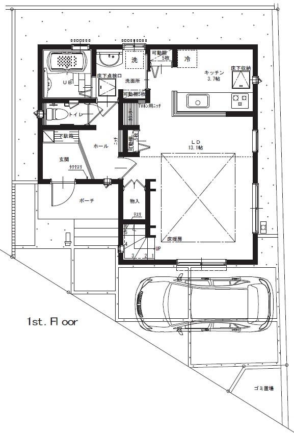 Floor plan. 36,800,000 yen, 3LDK, Land area 100.27 sq m , Building area 91.08 sq m 1F Floor Plan Living is the stairs!