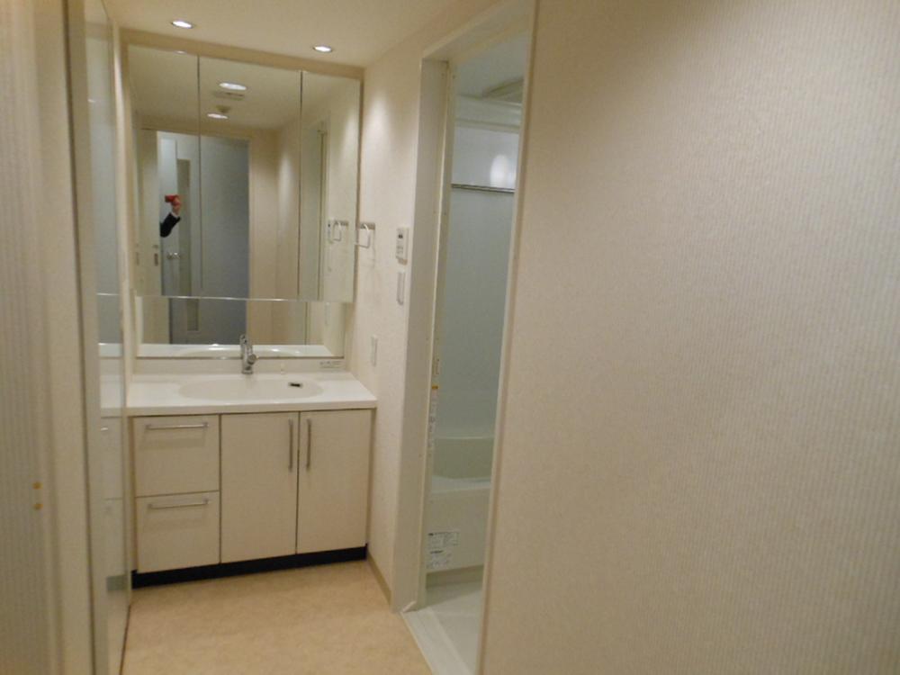 Wash basin, toilet. Bright wash room. Because there is a doorway to the kitchen side, In migratory type of housework flow line, Friendly build also busy wife