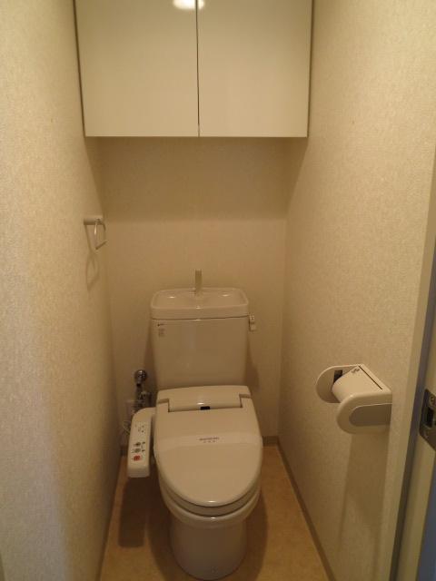 Toilet. GOOD in there with doors storage