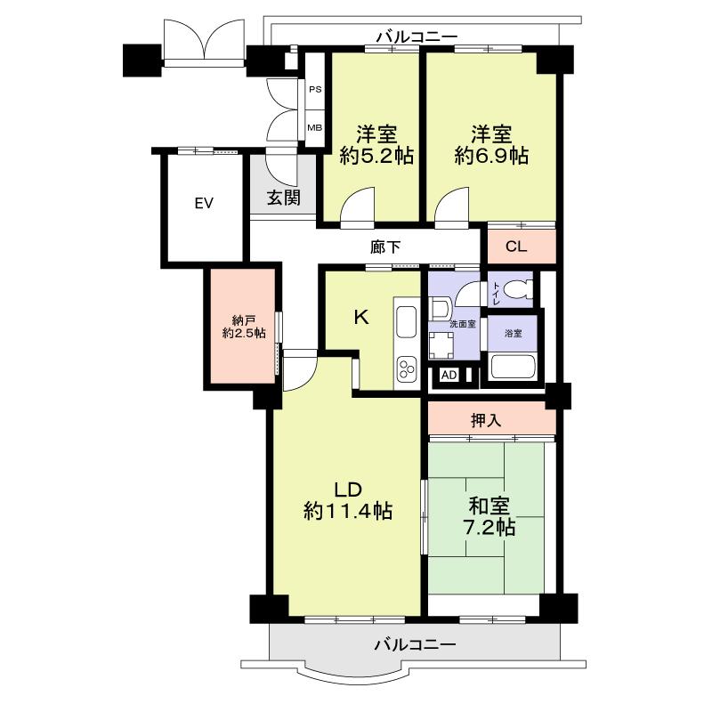 Floor plan. 3LDK + S (storeroom), Price 11.8 million yen, Occupied area 82.82 sq m , Balcony area 12.05 sq m