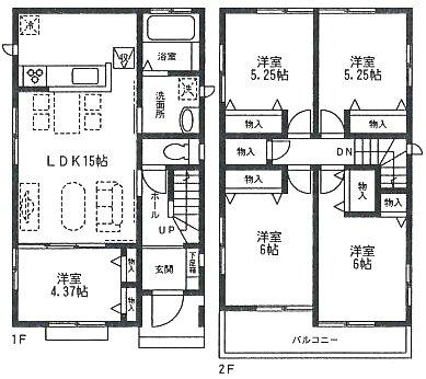 Floor plan. (1 Building), Price 24,800,000 yen, 5LDK, Land area 132.64 sq m , Building area 96.46 sq m
