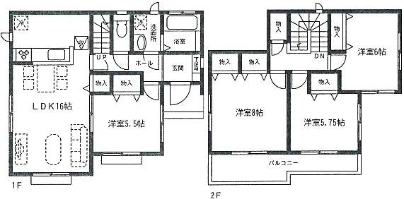Floor plan. (Building 2), Price 28.8 million yen, 4LDK, Land area 132.25 sq m , Building area 97.71 sq m