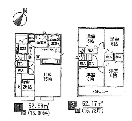 Floor plan. (I Building), Price 31,800,000 yen, 5LDK, Land area 126.02 sq m , Building area 104.75 sq m
