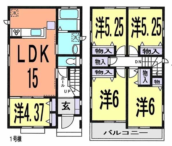Floor plan. (1 Building), Price 24,800,000 yen, 5LDK, Land area 132.64 sq m , Building area 96.46 sq m