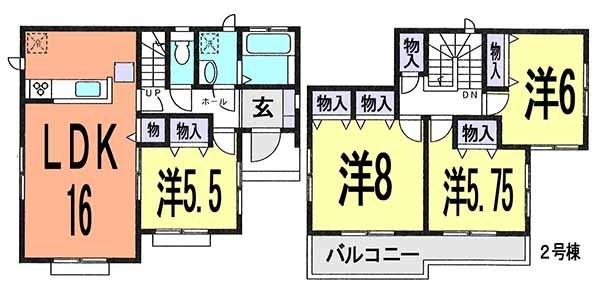 Floor plan. (Building 2), Price 28.8 million yen, 4LDK, Land area 132.25 sq m , Building area 97.71 sq m