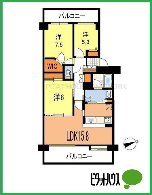 Floor plan. 3LDK, Price 22,800,000 yen, Occupied area 78.42 sq m , Balcony area 17.16 sq m