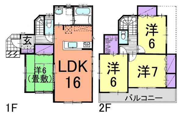 Floor plan. (3 Building), Price 21,400,000 yen, 4LDK, Land area 115 sq m , Building area 97.36 sq m