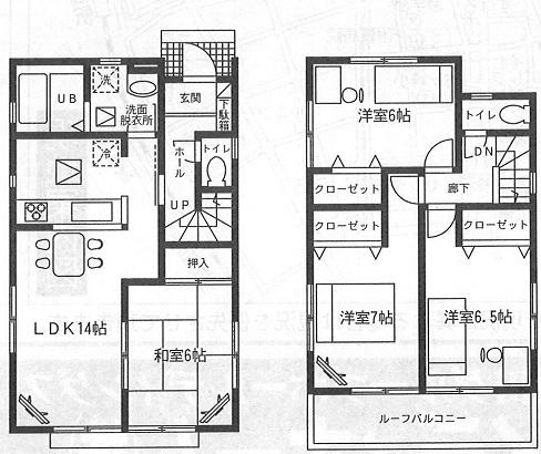 Floor plan. (7 Building), Price 24,900,000 yen, 4LDK, Land area 154.45 sq m , Building area 91.91 sq m