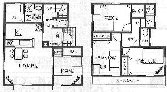 Floor plan. (4 Building), Price 26,300,000 yen, 4LDK, Land area 154.45 sq m , Building area 91.91 sq m