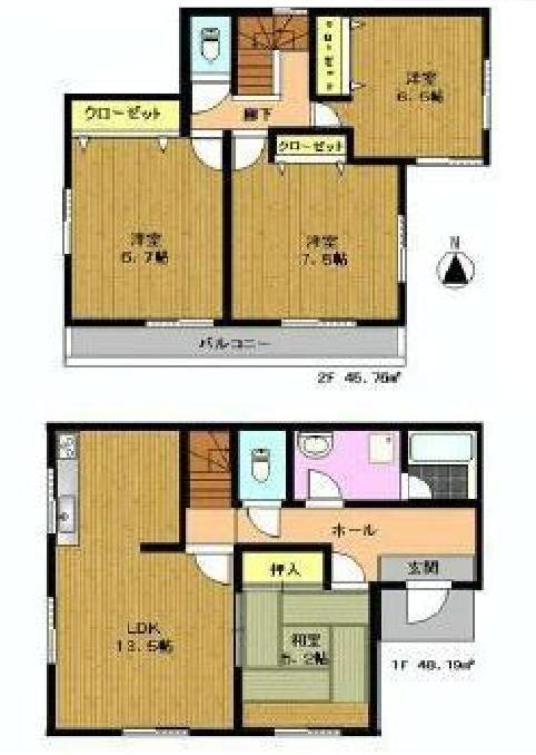 Floor plan. 24,800,000 yen, 4LDK, Land area 136.43 sq m , Building area 93.95 sq m