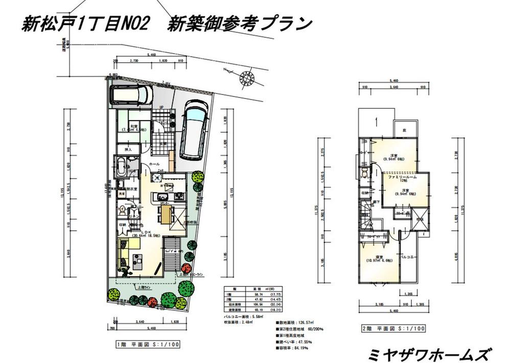 Other building plan example. Building plan example (No. 2 locations), Building area 106.56 sq m
