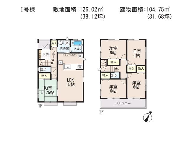 Floor plan. (I Building), Price 31,800,000 yen, 4LDK, Land area 126.02 sq m , Building area 104.75 sq m