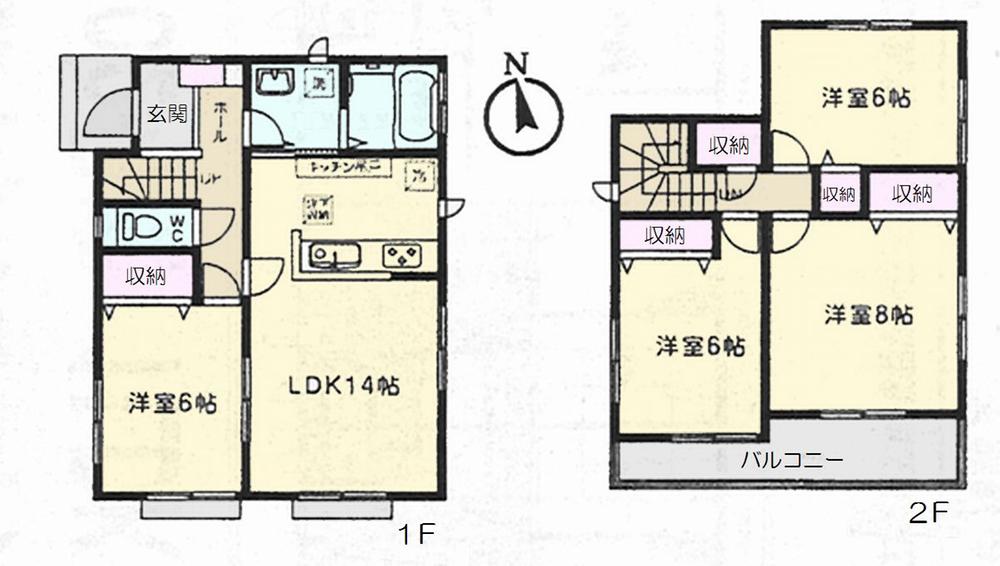 Floor plan. (D Building), Price 21,800,000 yen, 4LDK, Land area 124.68 sq m , Building area 93.56 sq m