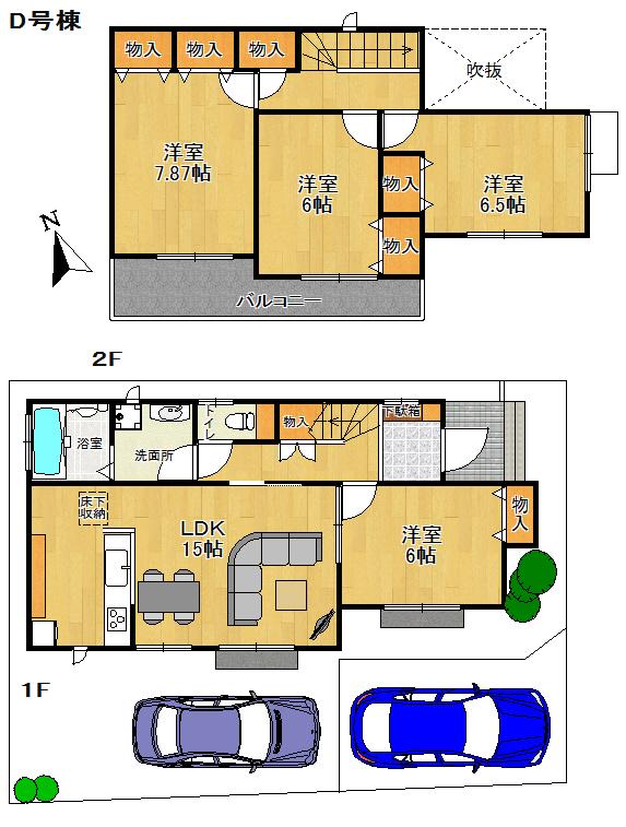 Floor plan. (D Building), Price 27,800,000 yen, 4LDK, Land area 118.67 sq m , Building area 100.19 sq m