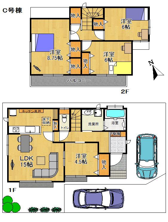 Floor plan. (C Building), Price 27,800,000 yen, 4LDK, Land area 116.67 sq m , Building area 97.29 sq m