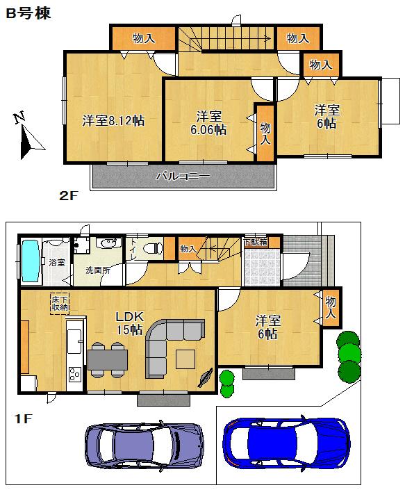 Floor plan. (B Building), Price 27,800,000 yen, 4LDK, Land area 118.68 sq m , Building area 98.43 sq m