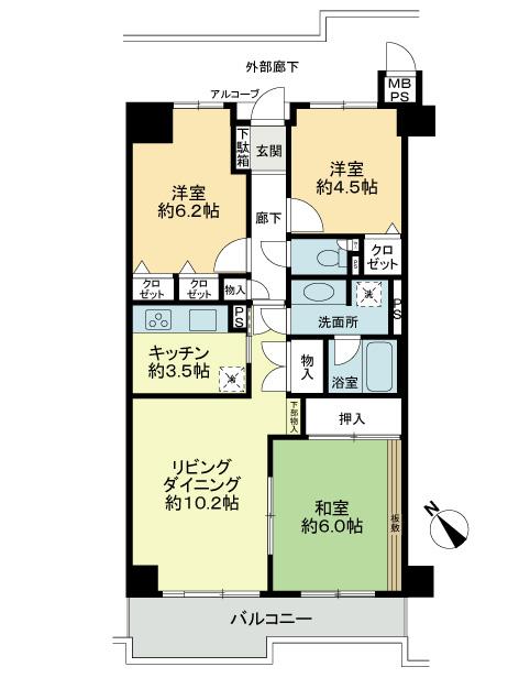 Floor plan. 3LDK, Price 11.8 million yen, Occupied area 68.26 sq m , Balcony area 7.8 sq m