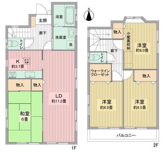 Floor plan. 21 million yen, 4LDK, Land area 121.8 sq m , There is a building area of 96.05 sq m attic storage!