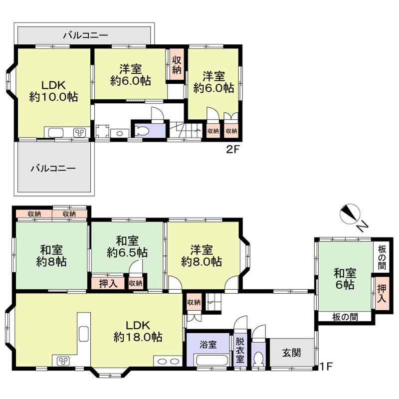 Floor plan. 29,800,000 yen, 6LLDDKK, Land area 298.01 sq m , Building area 152.57 sq m
