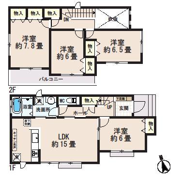 Floor plan. (D Building), Price 27,800,000 yen, 4LDK, Land area 118.67 sq m , Building area 100.19 sq m