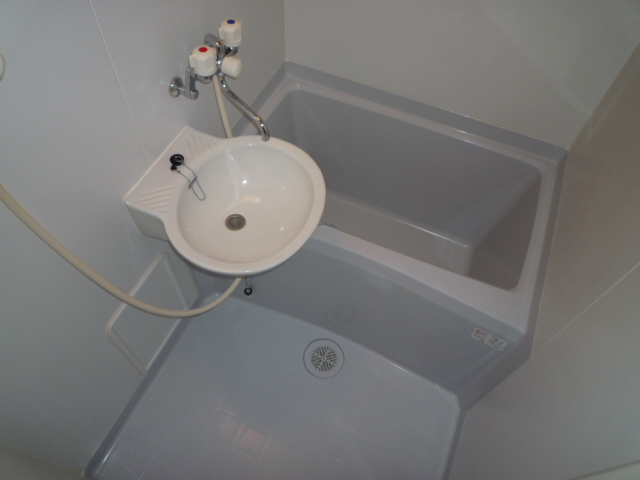 Bath. Spacious clean bathroom with wash basin