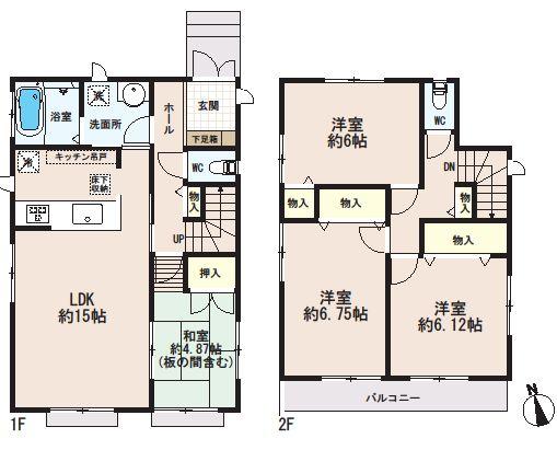 Floor plan. (C Building), Price 27,800,000 yen, 4LDK, Land area 115.19 sq m , Building area 94.39 sq m
