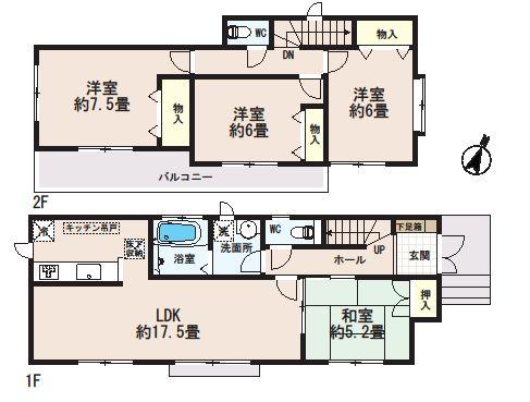 Floor plan. (D Building), Price 32,800,000 yen, 4LDK, Land area 128.09 sq m , Building area 99.16 sq m