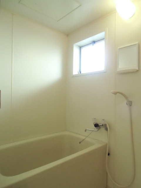 Bath. Bright bathroom because there is a window