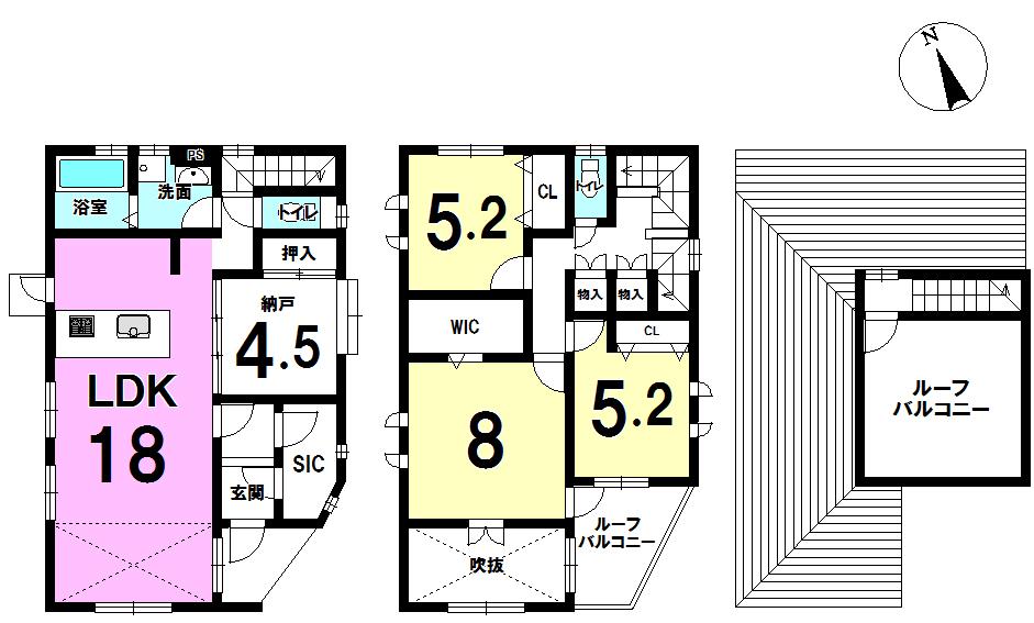 Floor plan. (3 Building), Price 34,910,000 yen, 3LDK+S, Land area 138.98 sq m , Building area 112.4 sq m