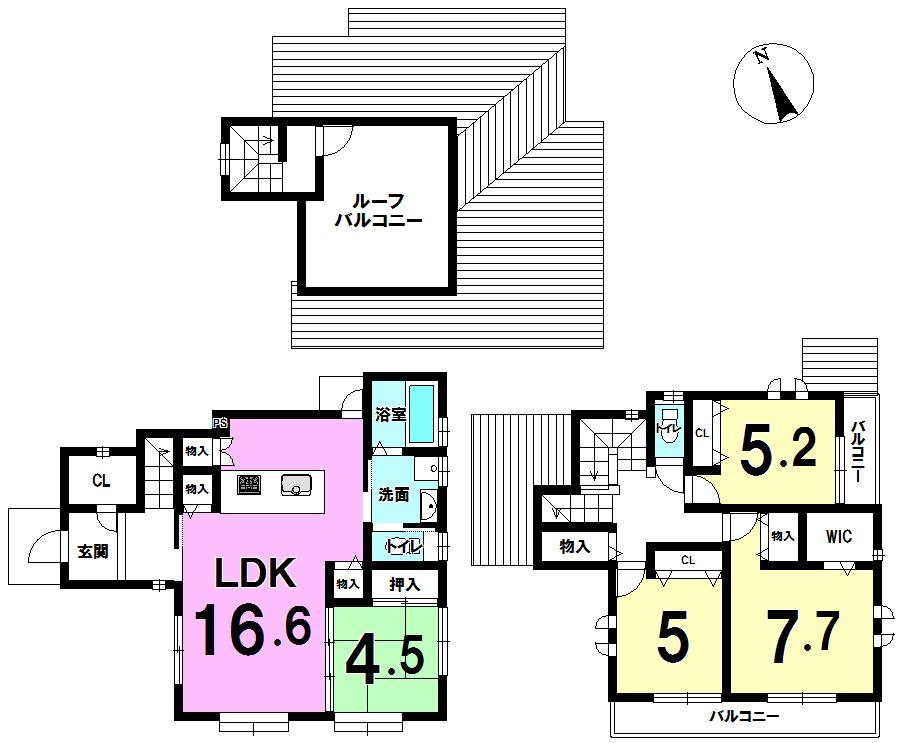 Floor plan. (5 Building), Price 35,640,000 yen, 4LDK, Land area 124.31 sq m , Building area 109.3 sq m