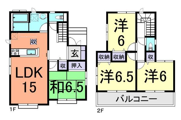 Floor plan. (P Building), Price 27,800,000 yen, 4LDK, Land area 120.04 sq m , Building area 96.88 sq m