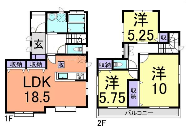 Floor plan. (Q Building), Price 26,800,000 yen, 4LDK, Land area 120.02 sq m , Building area 96.46 sq m