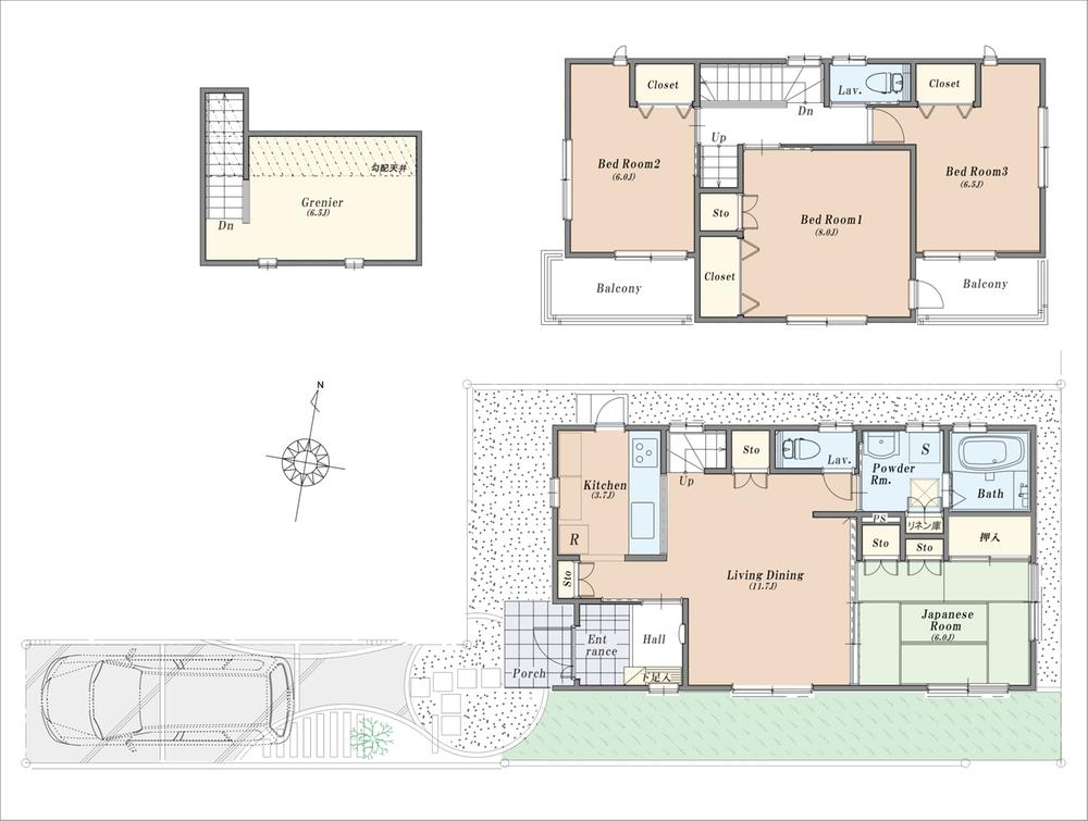 Floor plan. (9 Building), Price 32,800,000 yen, 4LDK+S, Land area 121.54 sq m , Building area 101.02 sq m
