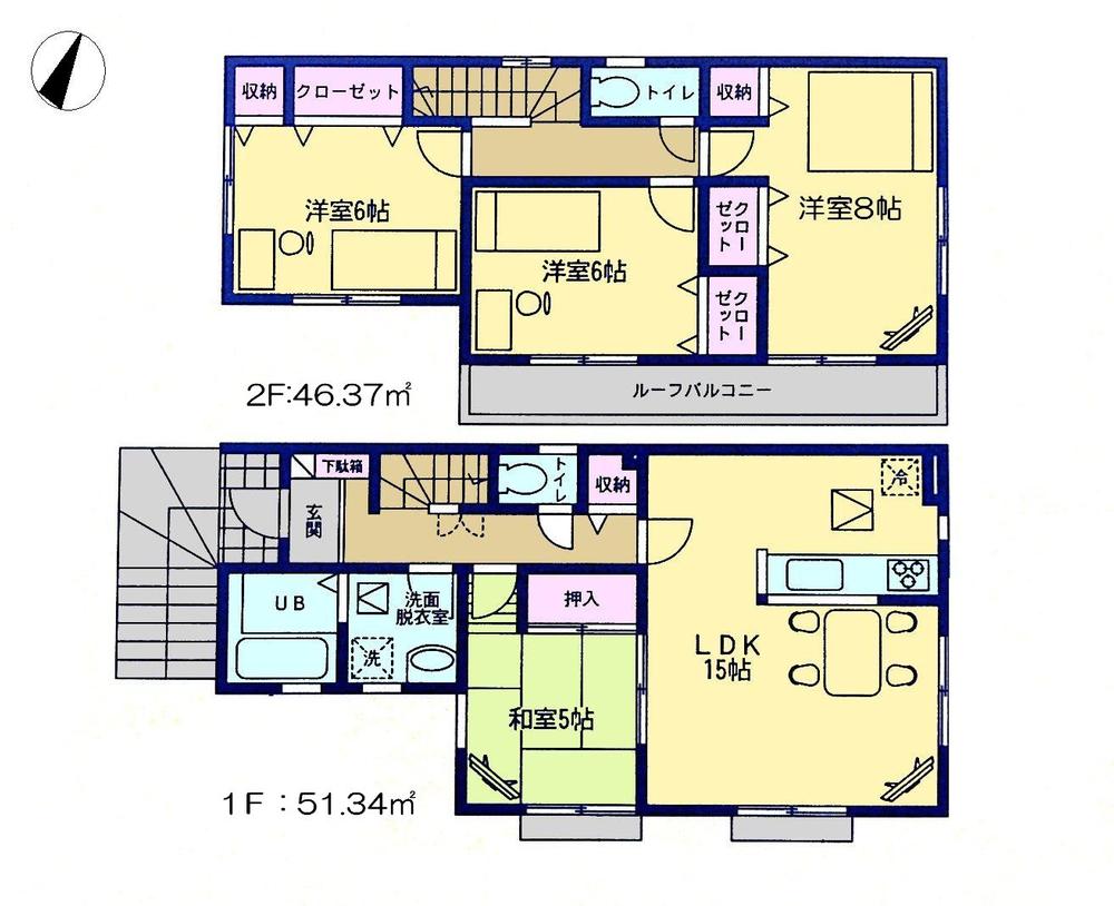 Floor plan. 25,800,000 yen, 4LDK, Land area 100.45 sq m , Since the building area 97.71 sq m Zenshitsuminami direction, Sun and into the all rooms.