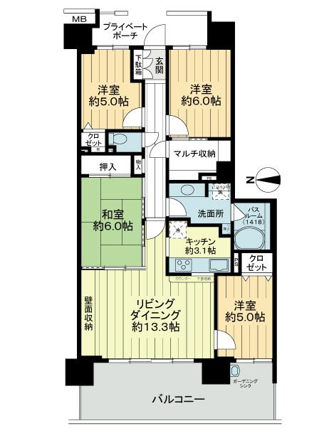 Floor plan. 4LDK, Price 24,800,000 yen, Occupied area 88.44 sq m , Balcony area 19.5 sq m