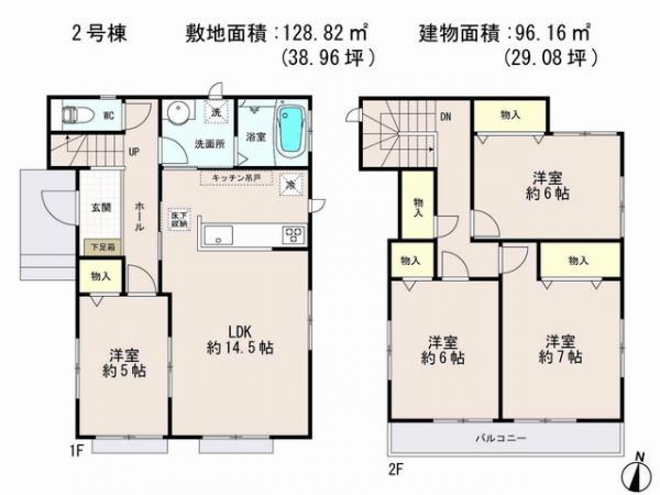 Floor plan. 25,800,000 yen, 4LDK, Land area 128.82 sq m , Building area 96.16 sq m