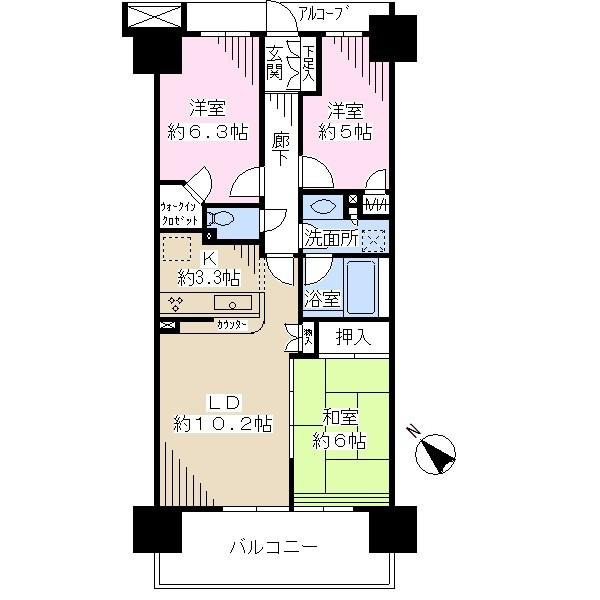 Floor plan. 3LDK, Price 24,900,000 yen, Occupied area 67.57 sq m , Balcony area 11.6 sq m